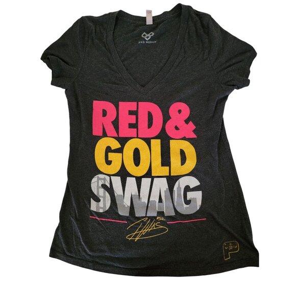 SF 49r's Patrick Willis Red & Gold Swag T-Shirt Womens XL Pro Merch - Picture 1 of 3